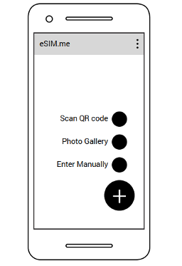 Отворете eSIM.me APP приложението и кликнете плюс+ иконката