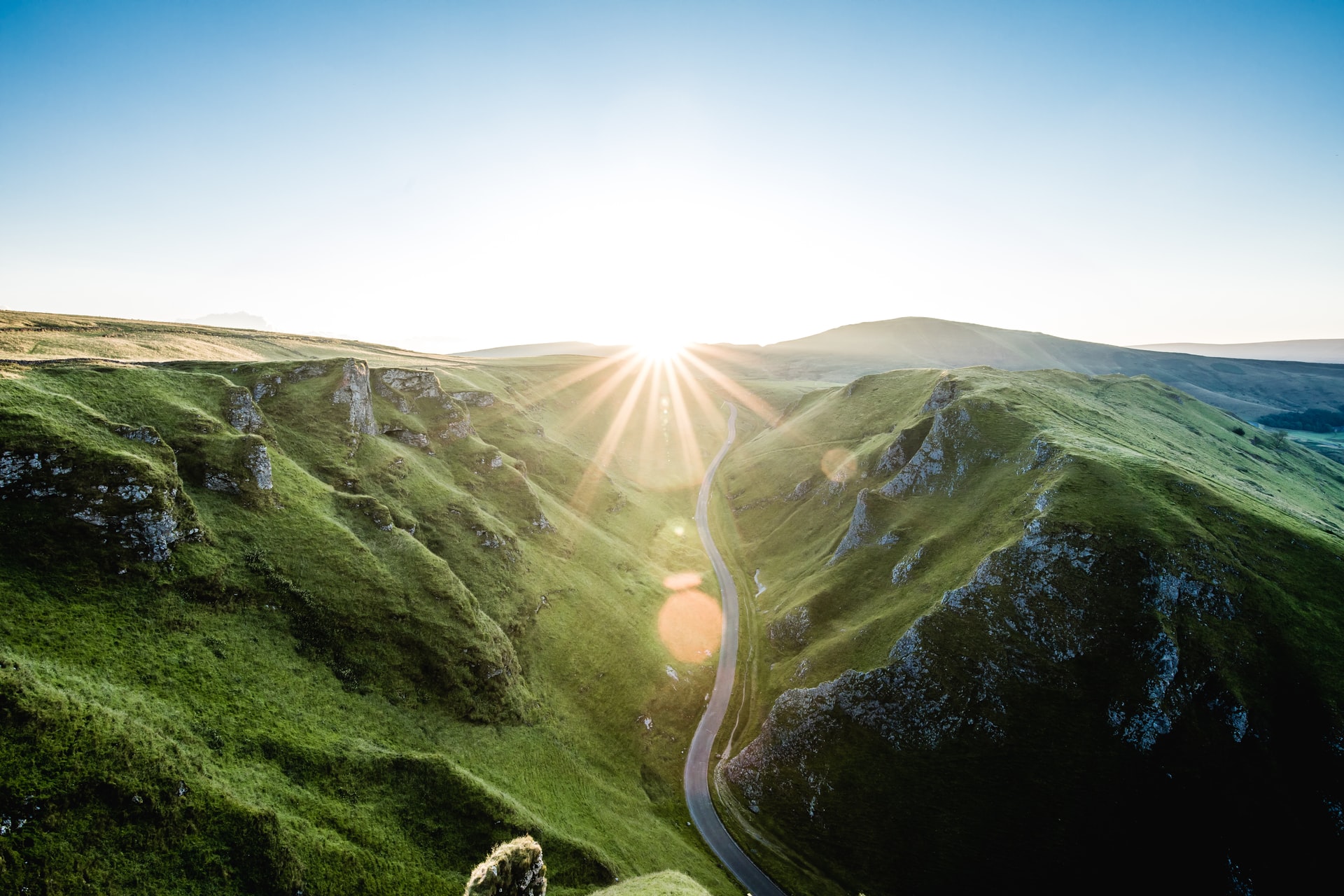 aerial view of grass mountains